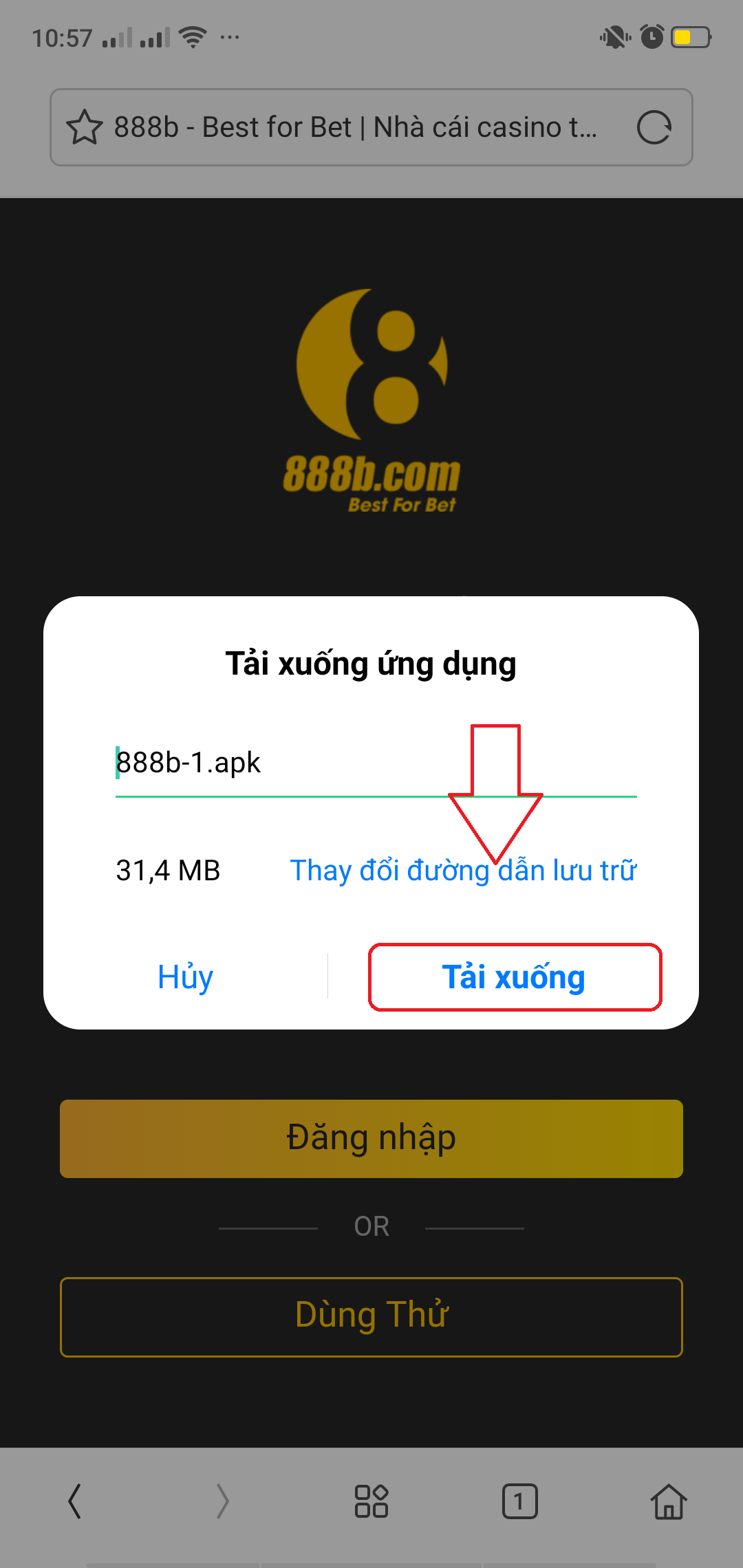 Cách tải app 888b cho Android